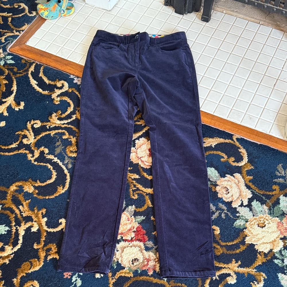 Boden Women's Navy brushed velvet   Straight Leg Pants-‎ worn twice